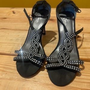 Cinderella of Boston black heels with rhinestones